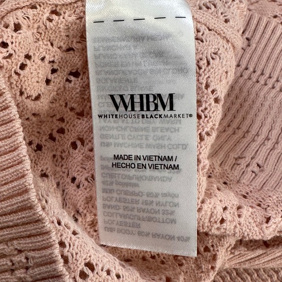 White House Black Market Blush Pointelle V-Neck Knit Sweater Women's Large - Picture 13 of 16